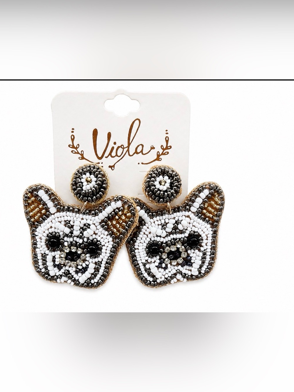 Viola French Bulldog Beaded Statement Earrings | Dog Lover Boutique Jewelry| NWT
